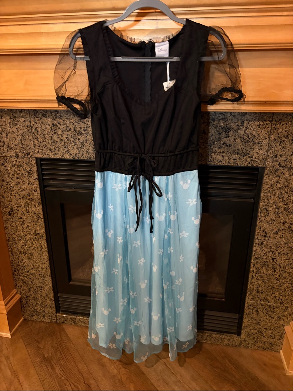 Disney Black Bodice Light Blue Mickey Mouse Midi Dress